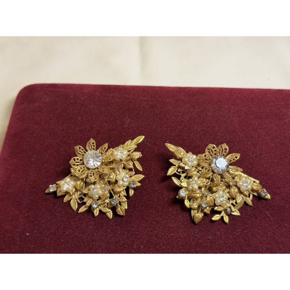 Miriam Haskell Floral Clip on Earrings